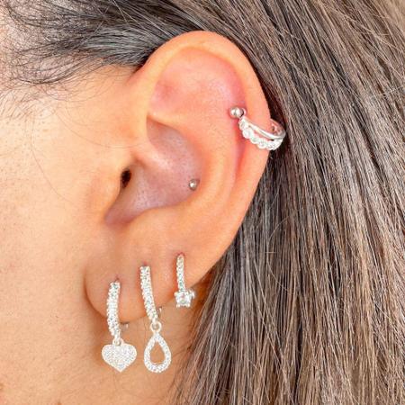 Piercing feminino prata 925 para orelha DAITH HELIX TRAGUS ANTI-HELIX  pedras zirconia antialérgico - Encantada Joias - Piercing - Magazine Luiza