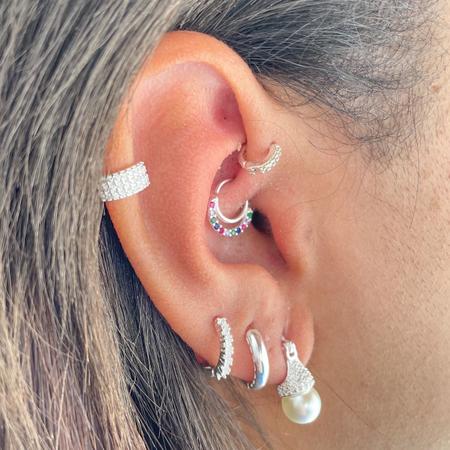 Piercing feminino prata 925 para orelha DAITH HELIX TRAGUS ANTI-HELIX  pedras zirconia antialérgico - Encantada Joias - Piercing - Magazine Luiza