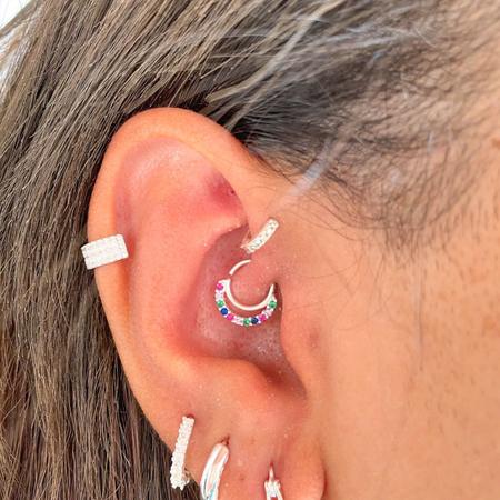 Piercing feminino prata 925 para orelha DAITH HELIX TRAGUS ANTI-HELIX  pedras zirconia antialérgico - Encantada Joias - Piercing - Magazine Luiza