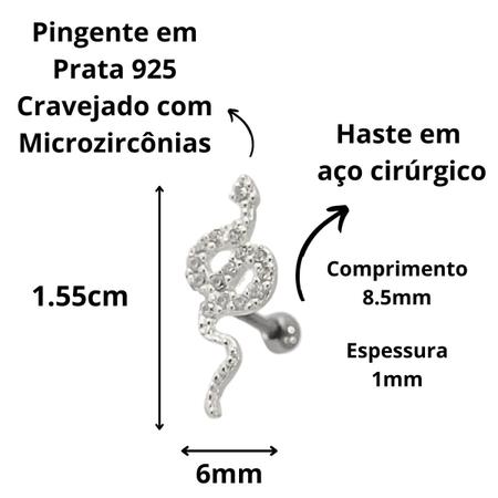 Comprar Piercing de Prata Cobra - Joias em Prata 925