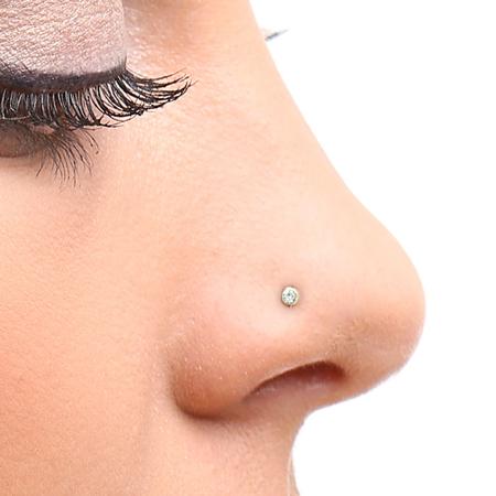 Imagem de Piercing Nariz Em Ouro 18k Nostril Com Pedra Zircônia 1,50mm Ponto Luz