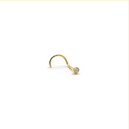 Imagem de Piercing Nariz Em Ouro 18k Nostril Com Pedra Zircônia 1,50mm Ponto Luz