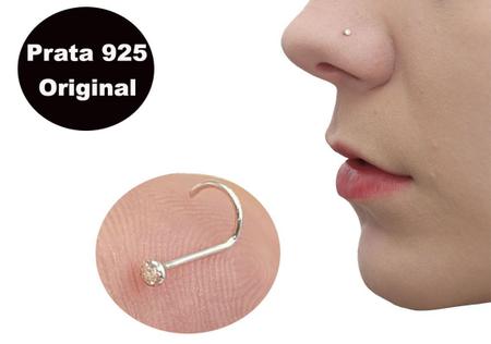 Piercing Nostril Nariz Prata Legítima 925 ZIrcônia 1mm Brilhante - VISUJÓIAS