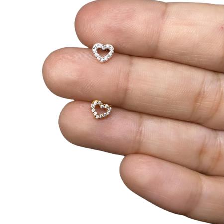 Piercing Tragus Orelha Coração Vazado Pedra Zircônia - RaraSteel