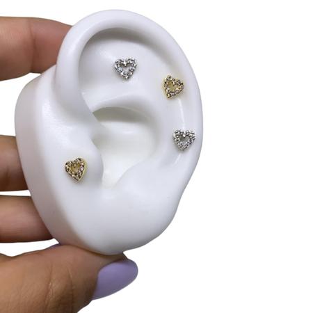 Imagem de Piercing Tragus Orelha Coração Vazado Pedra Zircônia