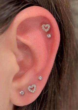 Piercing Tragus Orelha Coração Vazado Pedra Zircônia - RaraSteel