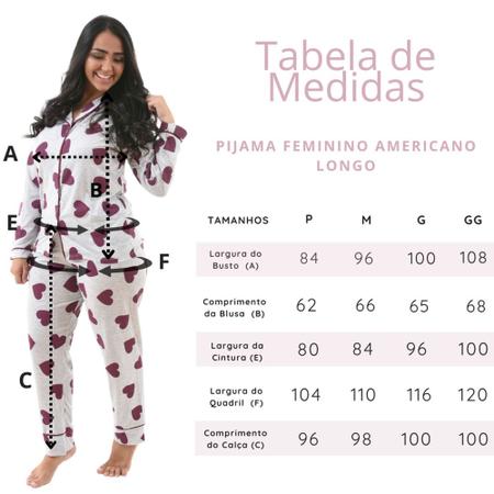 Imagem de Pijama Americano Feminino Com Botões Manga Longa E Calça