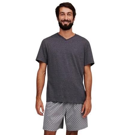 Imagem de Pijama Curto Cinza Poá Hering 76WX Masculino