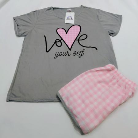 Imagem de Pijama Feminino Adulto Short E Camiseta Cores Estampados