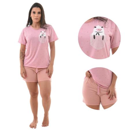 Imagem de Pijama Feminino com Manga Confortável Shortdoll Verão