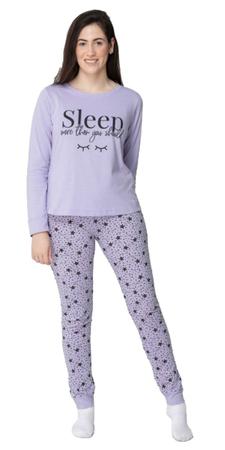 Imagem de Pijama Feminino Inverno Manga Longa Plus Size Confortável
