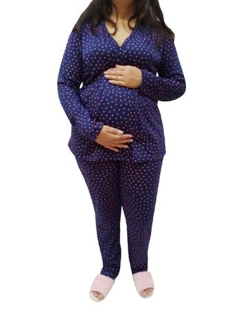 Imagem de Pijama Gestante Maternidade e Amamentação Coração Vermelho 7884