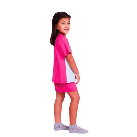 Imagem de Pijama Infantil Feminino Curto em Algodão Gola Redonda Lupo