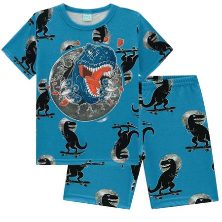 Imagem de Pijama Infantil Masculino Camiseta + Bermuda em Meia Malha Brilha no Escuro Kyly