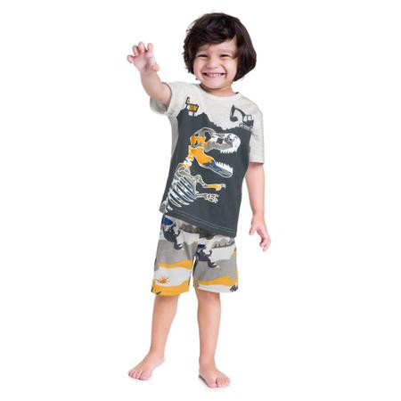 Imagem de Pijama Infantil Masculino Camiseta + Bermuda em Meia Malha Brilha no Escuro Kyly