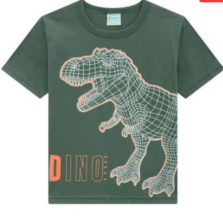 Imagem de Pijama infantil menino brilha no escuro dinossauro camiseta e bermuda kyly