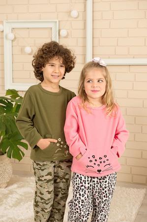 Imagem de Pijama  Infantil Pingo Lelê manga longa Soft Tigre Verde Militar