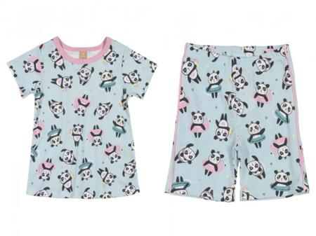 Imagem de Pijama infantil verão com blusa e bermuda em suedine verde panda - Up Baby