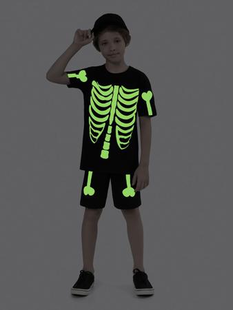 Imagem de Pijama Manga Curta Masculino Esqueleto Color Brilha no Escuro