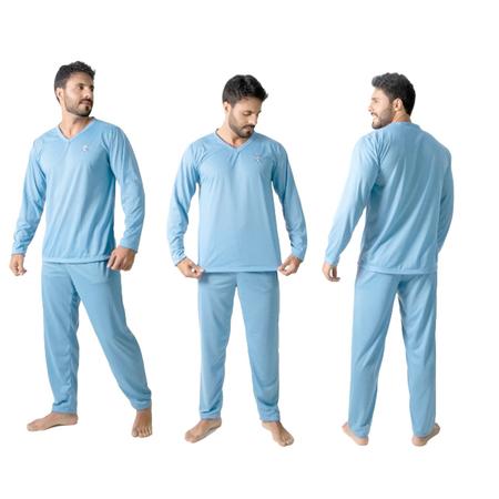 Imagem de Pijama Masculino Inverno Liso Longo Manga Longa P M G GG G1 G2 G3