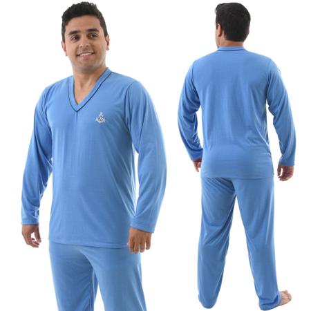 Imagem de Pijama Masculino Longo Liso Inverno Adulto 