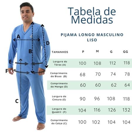 Imagem de Pijama Masculino Longo Liso Inverno Adulto 