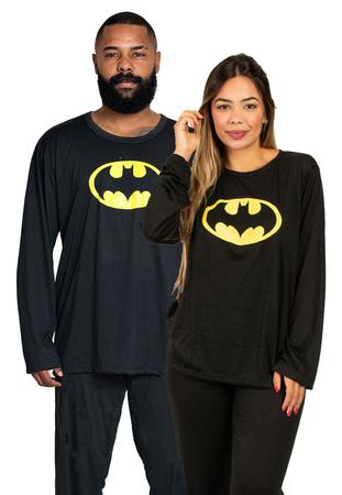 Pijama Super Heroi Adulto Estampado Batman Longo Malha PV Donna Emilinha Pijama Feminino Magazine Luiza