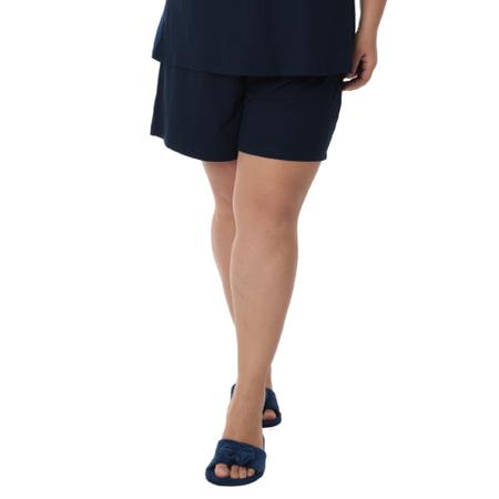 Imagem de Pijama Texturizado Básico Feminino Plus Size Victory Camiseta Regata Com Bordado e Shorts Doll Canelado