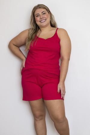 Pijama Verão Alcinha Feminino Plus Size de Algodão Básico