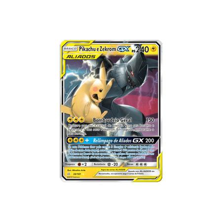 Pikachu E Zekrom GX Pokémon Carta Em Português 33/181, Magalu Empresas