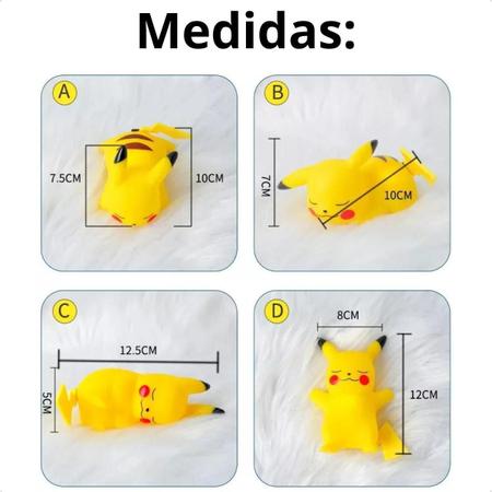 Imagem de Pikachu Luminária Luz Forte Abajur Led 12Cm Quarto Noturno