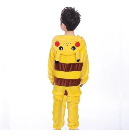 Fantasia Pikachu para crianças, macacão com capuz oficial Adaptive