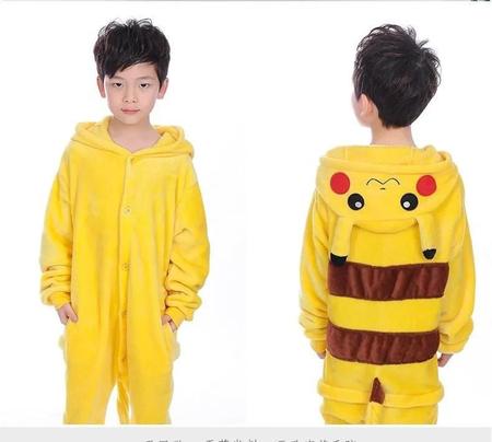 Fantasia Pikachu para crianças, macacão com capuz oficial Adaptive