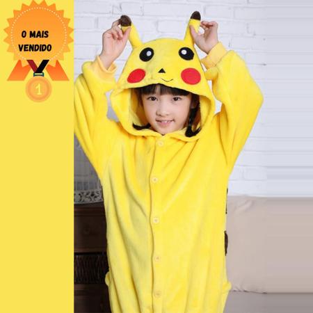 Pikachu Pokemon Fantasia Pijama Kigurumi Macacão Roupa Infantil