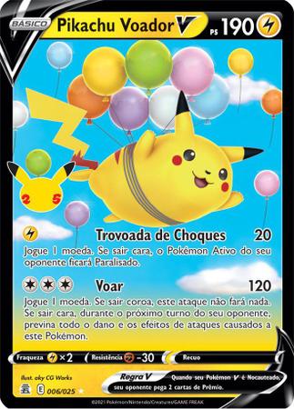 Pikachu Voador V-Max Foil Pokémon Carta Em Português 7/25 em Promoção na  Americanas