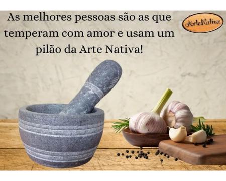 Imagem de Pilão Almofariz GG com Socador Temperos e Caipirinha Pedra Sabão