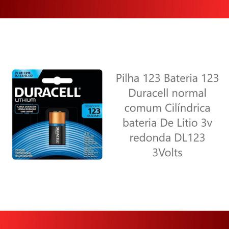 Pilha 123 Bateria 123 Duracell normal comum Cilíndrica bateria De 3v  redonda DL123 3Volts - Pilhas - Magazine Luiza