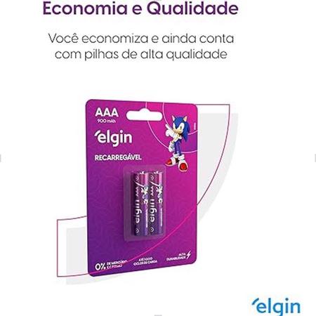 Imagem de Pilha Aaa Recarregável Palito 900Mah Cartela Com 2 Elgin