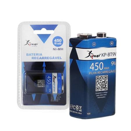 Pilha Recarregavel 9V 450Mah Knup Imagem de Pilha Recarregavel 9V 450Mah Knup
