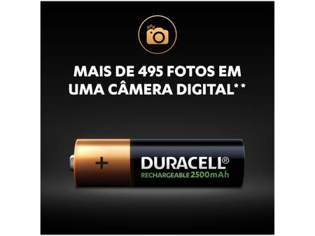 Pilha Recarregável AA Pequena 2500 mAh 2 Unidades - Duracell Imagem de Pilha Recarregável AA Pequena 2500 mAh 2 Unidades