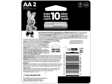 Pilha Recarregável AA Pequena 2500 mAh 2 Unidades - Duracell Imagem de Pilha Recarregável AA Pequena 2500 mAh 2 Unidades