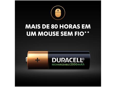 Pilha Recarregável AA Pequena 2500 mAh 2 Unidades - Duracell Imagem de Pilha Recarregável AA Pequena 2500 mAh 2 Unidades