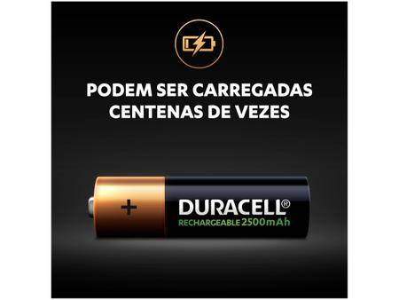 Pilha Recarregável AA Pequena 2500 mAh 2 Unidades - Duracell Imagem de Pilha Recarregável AA Pequena 2500 mAh 2 Unidades