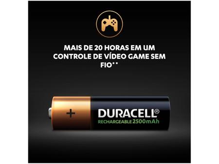 Pilha Recarregável AA Pequena 2500 mAh 2 Unidades - Duracell Imagem de Pilha Recarregável AA Pequena 2500 mAh 2 Unidades