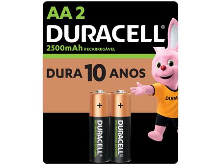 Pilha Recarregável AA Pequena 2500 mAh 2 Unidades - Duracell Imagem de Pilha Recarregável AA Pequena 2500 mAh 2 Unidades