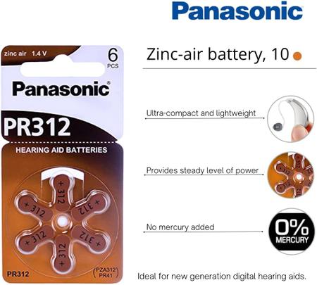 Imagem de Pilhas Baterias 312 pr41 Auditiva Panasonic