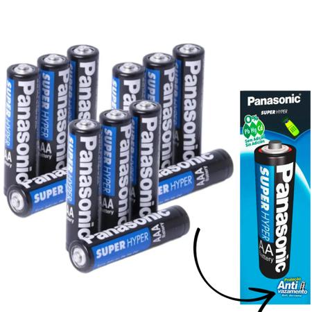 Imagem de Pilhas Panasonic AA anti vazamento Kit com 12 Pilhas Originais Comum Super Hyper