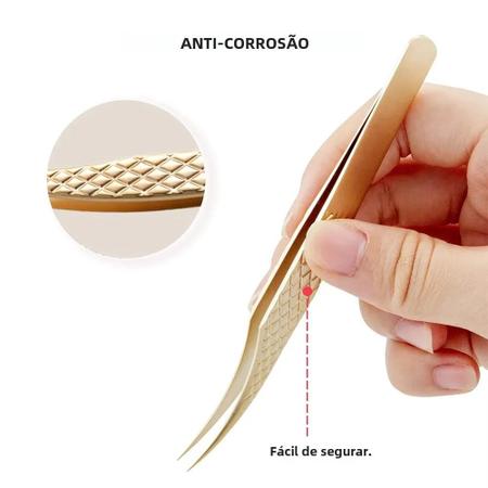 Imagem de Pinça para Extensão de Cílios em Aço Inoxidável - Ferramenta de Maquiagem Profissional