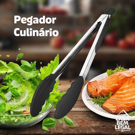 Imagem de Pinça Pegador Culinário Silicone 30 Cm Multiuso Inox de Salada e Fritura