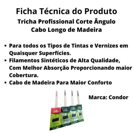 Pincel Trincha Sintética Profissional Angular Cabo Longo 704 2" Condor Imagem de Pincel Trincha Sintética Profissional Angular Cabo Longo 704 2" Condor